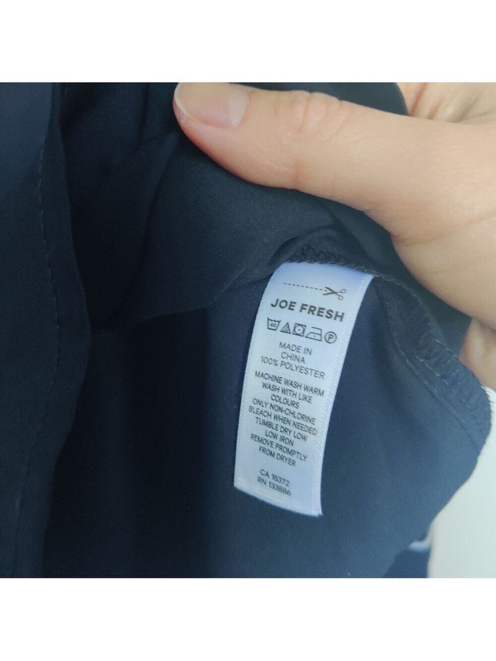 *Joe Fresh Black Satin Pajama Top White Piping Button Down Size M - Picture 5 of 7